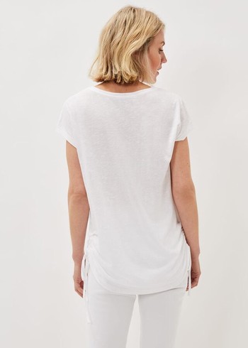 Phase Eight Jinny Ruched Side T Shirts White Australia | EB2407593